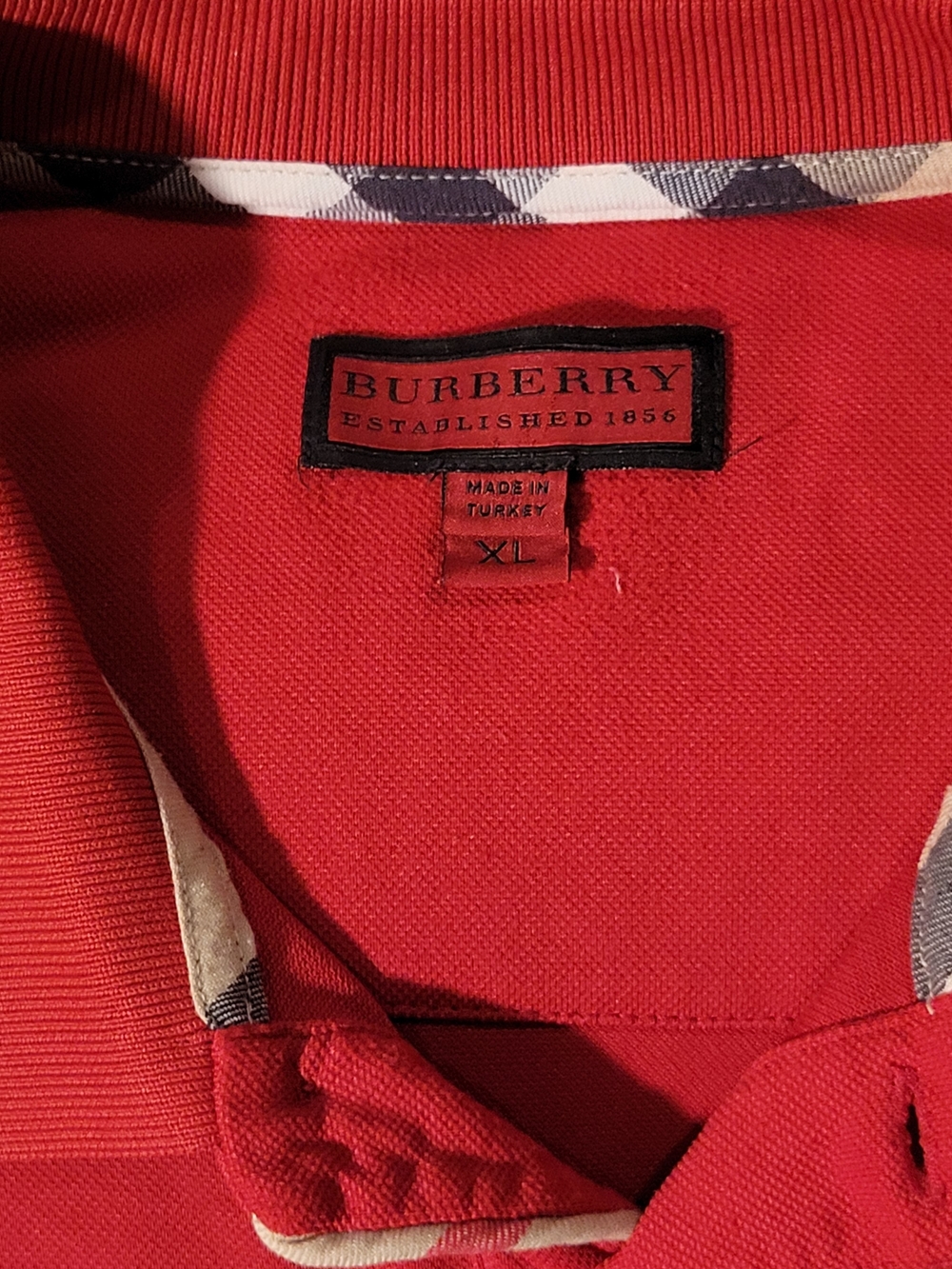 Burberry Red Polo with Signature Check Trim